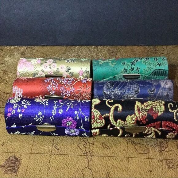 Vintage lipstick cases with mirror From the orient blue one heavily used 6ea - Picture 1 of 13